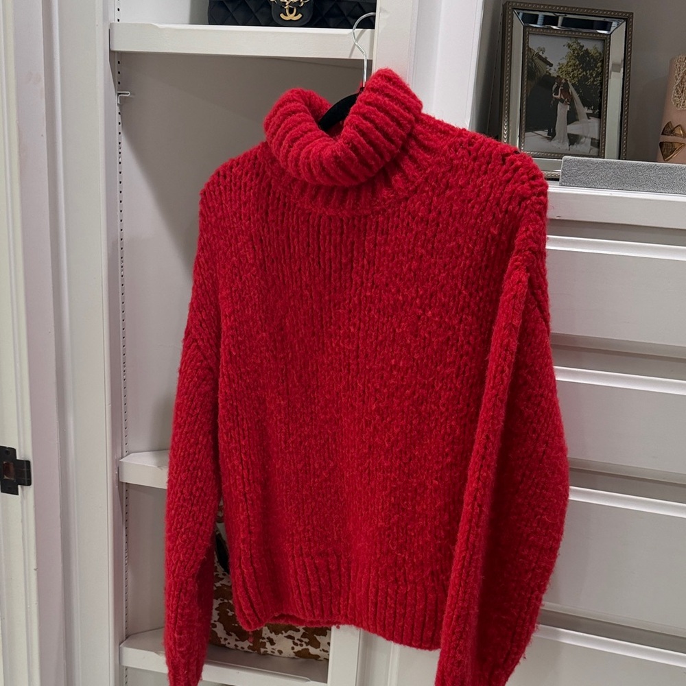 Re/Done Red alpaca Turtleneck Sweater